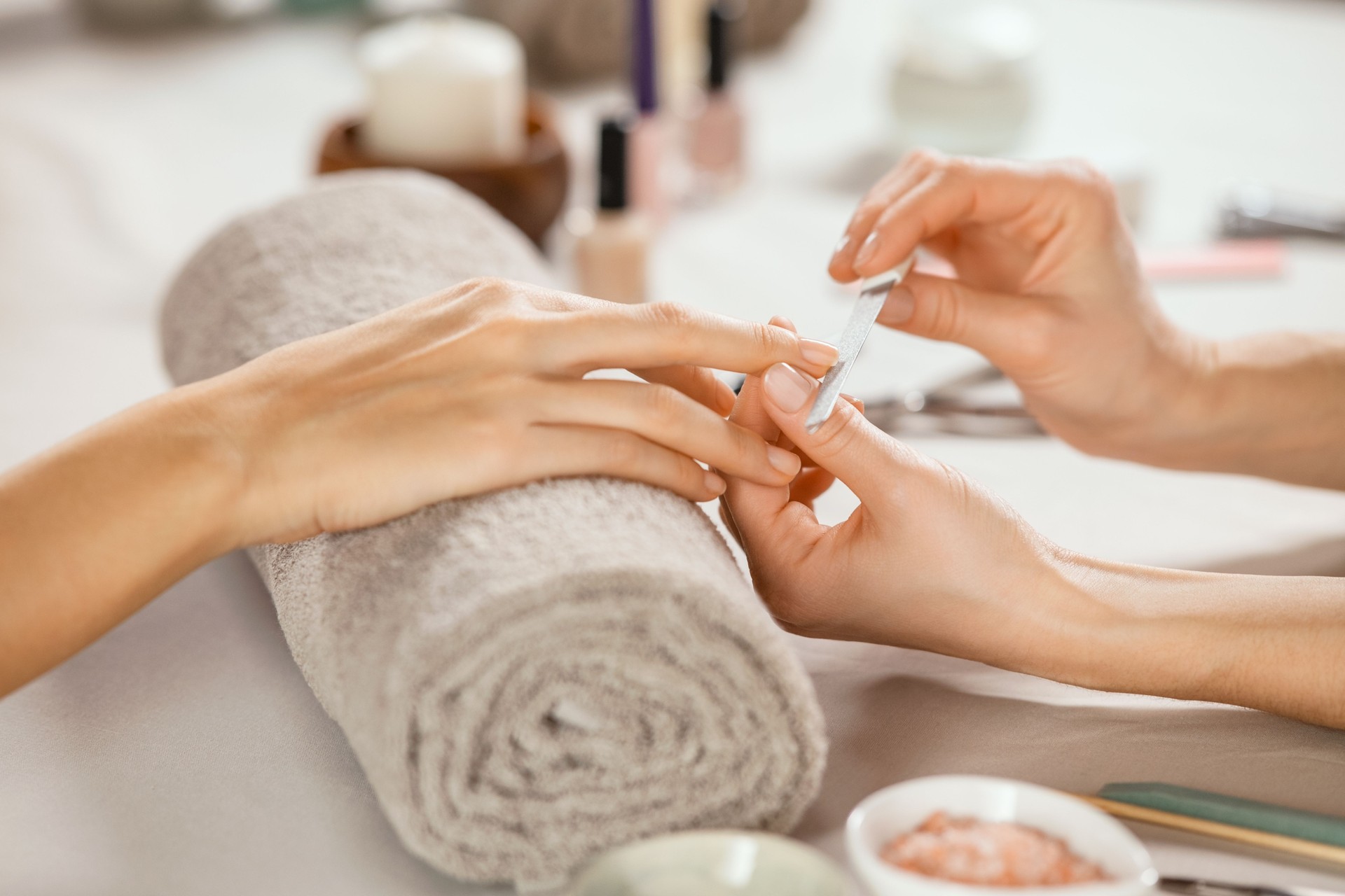 Woman doing manicure